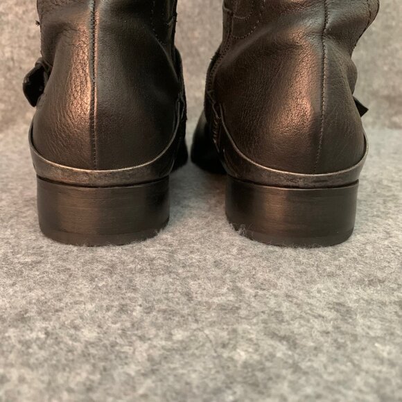 UGG Australia 3184 Women's Black Leather Knee High Side Partial Zip Boots - Picture 14 of 16